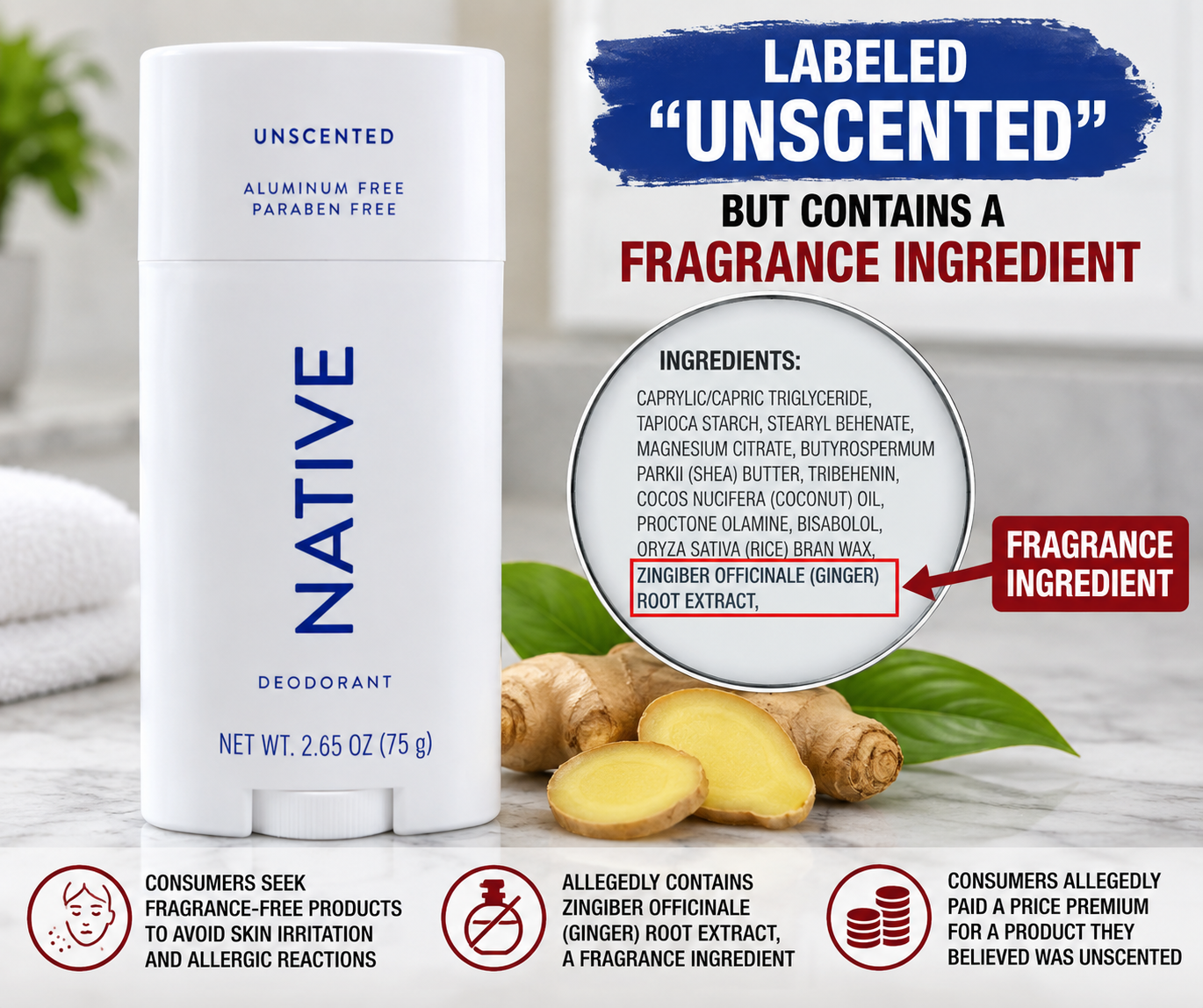 Procter & Gamble Named in Class Action Lawsuit Alleging Native Unscented Deodorant Was Misleadingly Marketed as “Unscented” Despite Containing Ginger Root Extract】【。